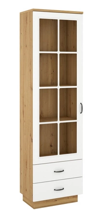 Nástěnná skříňka Scandi dub artisan / bílá klasický design nástěnné skříňky do obývacího pokoje stylové frézované fronty kovové úchyty