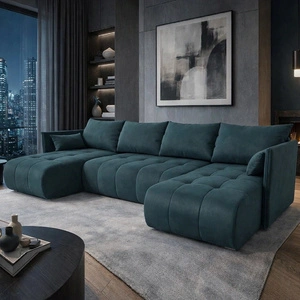 Rohová sedací souprava s funkcí spaní Selva U tmavě šedá zajímavě řešená rohová sedací souprava z látky s plyšovým povrchem