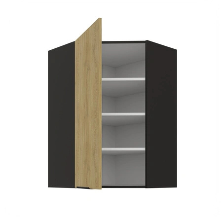 Rohová kuchyňská nástěnná skříňka Crotone 60x60 GN-90 1F s kovovou hranou úchytky odolná proti vlhkosti a poškození skříňky