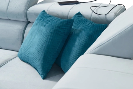 Rohová pohovka s funkcí spaní Rava VI grafitový pravý roh Praktická a moderní rohová pohovka vybavená multifunkční lampou