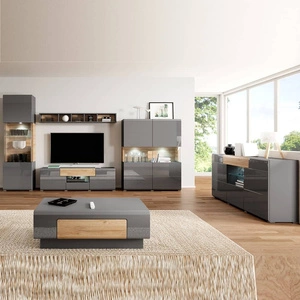 Obývací sestava Toledo antracit / dub vnuk ideální do obývacího pokoje nebo obývací stěny s komodou a konferenčním stolkem