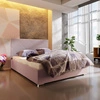 Čalouněná postel Hernani 180x200 pudrově růžová s moderním stylem čela ideální do ložnice