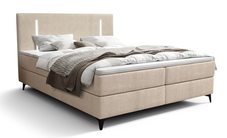 Kontinentální postel Norco 180x200 béžová stylová postel s úložným prostorem osvětlení v čele postele dodává jedinečný nádech