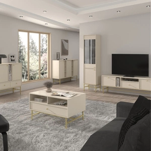 Nábytková sestava do obývacího pokoje Kioto III béžová stylový design elegantní nábytek v tlumených barvách obohacený stabilním zlatým rámem