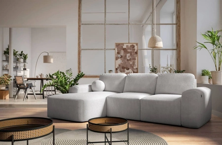 Rohová sedací souprava s funkcí spaní Arbon šedý jasan levý moderní rohový design se speciálním tvarem měkká látka