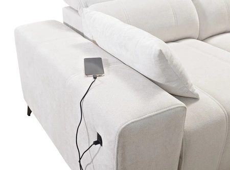 Rohová sedací souprava s funkcí spaní Penejos světle šedá pravá elegantní rohová sedací souprava s úložným prostorem na lůžkoviny pohodlné nastavitelné opěrky hlavy