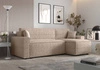 Rohová sedací souprava s funkcí spaní Brandon Bis béžová pravá strana měkká tkanina s charakteristickou smyčkovou povrchovou nádobou na lůžkoviny