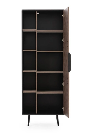 Regál Tullio 70 cm černý grafit / captains deck elegantní design knihovna s dvířky zakřivená linie vrcholů kovová základna