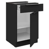 Stojící kuchyňská skříňka se zásuvkou a policí černá 50 D 1F 1S BB kovové hrany úchytek skříňka odolná proti vlhkosti a poškození