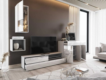 Pylos bílá / bílý lesk moderní design systém push to open pro dvířka a zásuvky nábytková sestava s komodou