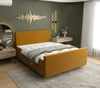 Kontinentální postel Benet 160x200 hořčice v moderním skandinávském stylu s výrazným čelem a nohou