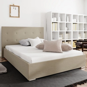 Čalouněná postel Bejar 160x200 tmavě béžová s čelem v moderním stylu ideální do ložnice