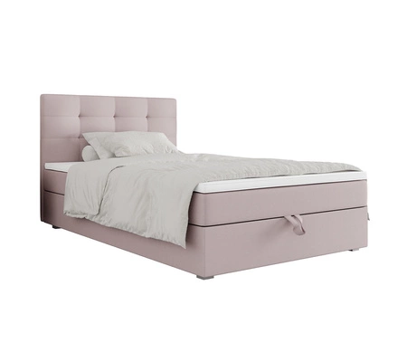 Kontinentální postel Flint 90x200 pudrově růžová v moderním skandinávském stylu s čalouněným čelem postele s úložným boxem