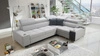Rohová sedací souprava s funkcí spaní Dafni II šedý sametový popel pravá rohová sedací souprava s úložným prostorem na lůžkoviny s celoplošným výsuvem zásuvky