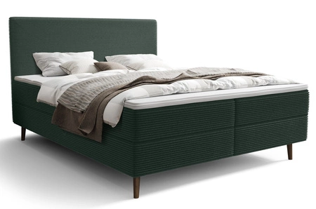 Kontinentální postel Totti 160x200 zelená stylová postel s úložným prostorem trojrozměrná tkanina s výraznými pruhy