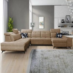 Rohová sedací souprava s funkcí spaní Buffalo X tmavě béžová pravá strana Funkční a pohodlná rohová sedací souprava do pokoje s kontejnery na lůžkoviny