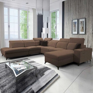 Kelly Sleek X rozkládací pohovka světle hnědá pravá extrémně elegantní rohová pohovka do obývacího pokoje s nastavitelnými opěrkami hlavy