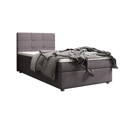 Kontinentální postel Fresno 100x200 šedá v moderním skandinávském stylu s čalouněným čelem postele s úložným boxem