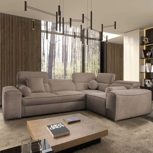 Rozkládací pohovka Viano II světle hnědá pravá designová rohová rozkládací pohovka v moderním provedení