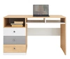 Psací stůl se zásuvkami Pixel 125 cm dub biscuit / bílá / šedá stylový a funkční do pokoje pro mládež