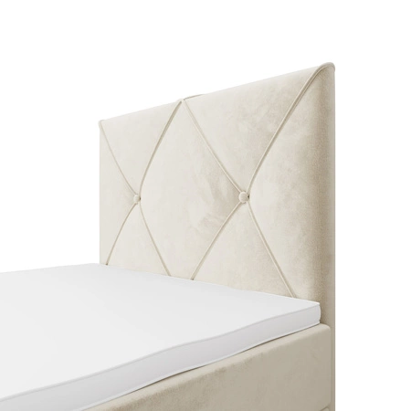 Béžová kontinentální postel Arvada 100x200 v moderním skandinávském stylu s čalouněným čelem postele s úložným boxem