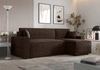 Rohová sedací souprava s funkcí spaní Brandon Bis hnědá pravá strana měkká tkanina s charakteristickou smyčkovou povrchovou nádobou na lůžkoviny