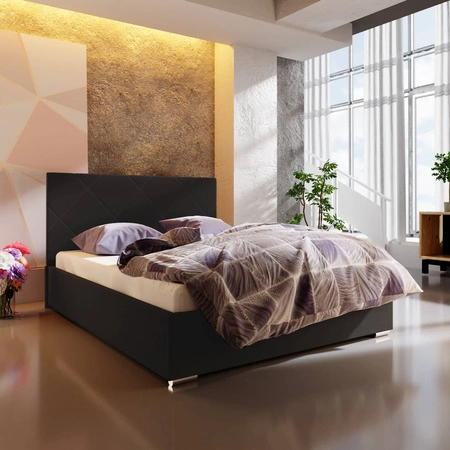 Čalouněná postel Hernani 180x200 černá s čelem v moderním stylu ideální do ložnice