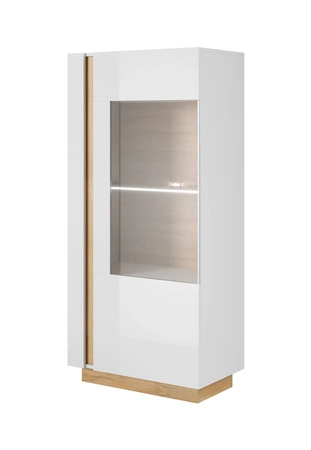 Sestava moderního designového nábytku Adria bílý lesk / dub vnuk skvěle zapadne do každého interiéru