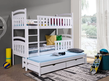 Patrová postel Kajtek pro 3 osoby 90x200 cm je ideální do dětského pokoje šetří místo a zabere místo jednolůžka