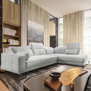 Rohová sedací souprava Samos šedá jasan pravý roh moderní design jednoduchý a stylový design, který se hodí do každého interiéru nastavitelné opěrky hlavy