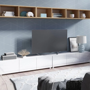 Nábytek Apulia XXXIII bílý lesk / zlatý dub výjimečně stylová nástěnná skříňka jednoduché jednotky hodící se do každého interiéru