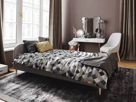 Čalouněná postel Ivrea 90x200 světle šedá s čelem v moderním stylu ideální do pokoje pro mladé nebo malé ložnice