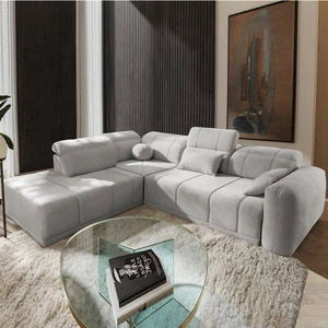 Rohová sedací souprava s funkcí spaní Cetara VII šedý jasan levá Vysoce kvalitní rohová sedací souprava do obývacího pokoje s pohodlným posuvným opěradlem