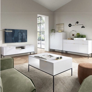 Nábytková sestava Lovro bílá moderní designová nástěnná skříňka do obývacího pokoje nebo zasedací místnosti