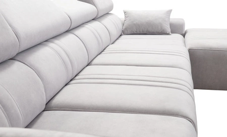 Rohová sedačka s funkcí spaní Castel XII béžová pravá strana stylová a pohodlná rohová sedačka do obývacího pokoje funkční nastavitelné opěrky hlavy