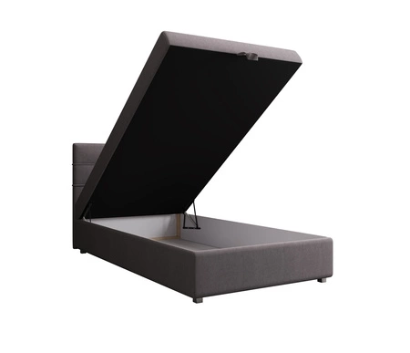 Kontinentální postel Fresno 120x200 šedá v moderním skandinávském stylu s čalouněným čelem postele s úložným boxem