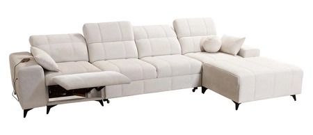 Rohová pohovka s funkcí spaní Penejos XII Lux modrá pravostranná stylová rohová pohovka s pohodlnou výsuvnou podnožkou