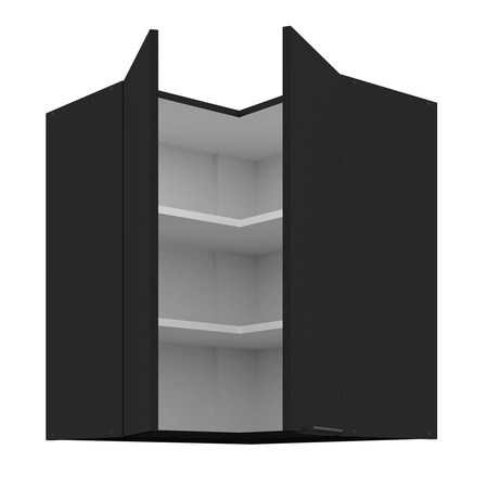 Rohová kuchyňská nástěnná skříňka černá 60x60 GN-72 2F kovová hrana úchytka skříňka odolná proti vlhkosti a poškození