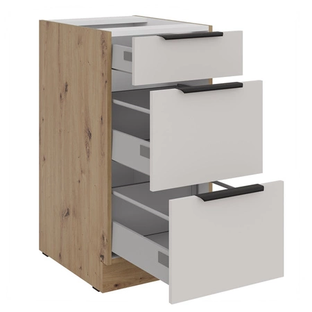 Stojící kuchyňská skříňka se zásuvkami Soela 40 D 3S BB kovové hrany úchytek skříňka odolná proti vlhkosti a poškození