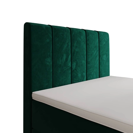 Kontinentální postel Casey 100x200 lahvově zelená v moderním skandinávském stylu s čalouněným čelem postele s úložným boxem