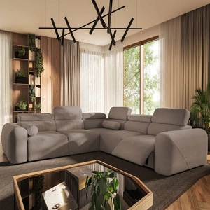 Rohová sedací souprava s funkcí spaní Cantare III Lux tmavě béžová pravostranná stylová a pohodlná rohová sedací souprava do obývacího pokoje se zvedací opěrkou nohou