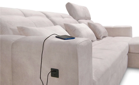 Rohová rozkládací pohovka s funkcí spaní Laredo graphite pravý roh pohodlná a stylová rozkládací pohovka s kontejnerem na lůžkoviny