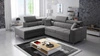 Rohová sedačka s funkcí spaní Nausa III šedá levá sametová stylová pohodlná rohová sedačka nastavitelné opěrky hlavy kontejner na lůžkoviny