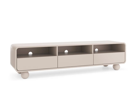 RTV skříňka Bion 180 cm béžová moderní design zaoblené linie TV skříňka designové kulovité nohy