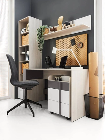 Knihovna Remona 45 cm dub wilton bílá / bílá ideální do pokoje pro mládež moderní design prostorná knihovna