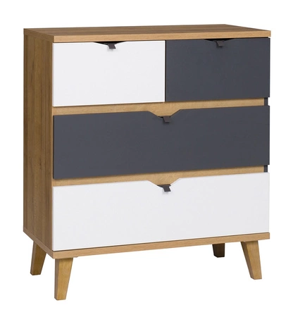 Nábytková sestava Memone zlatý dub / bílá / grafit moderní designová stylová sestava nábytku do pokoje pro mládež ve skandinávském stylu