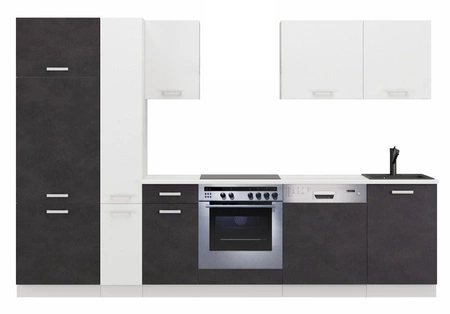 Kuchyňská sestava Toni s pracovní deskou 300 cm bílá / kuchyňská sestava Matera vypadá skvěle v klasických interiérech