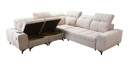 Rohová sedací souprava s funkcí spaní Buffalo III zelená levá pohodlná rohová sedací souprava s estetickou povrchovou úpravou s kontejnery na lůžkoviny