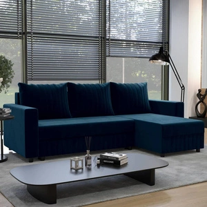 Rohová sedací souprava s funkcí spaní Pasco tmavě modrá pravý roh Klasická rohová sedací souprava, která se hodí do každého interiéru Ozdobné prošívání