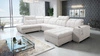 Rohová pohovka Luigi VI s funkcí spaní světle béžová pravostranná stylová rohová pohovka s kontejnery na lůžkoviny potaženými měkkou látkou
